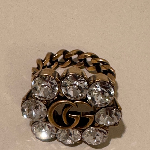 Gucci Marmont Gold Ring with Clear Crystals - Picture 9 of 11